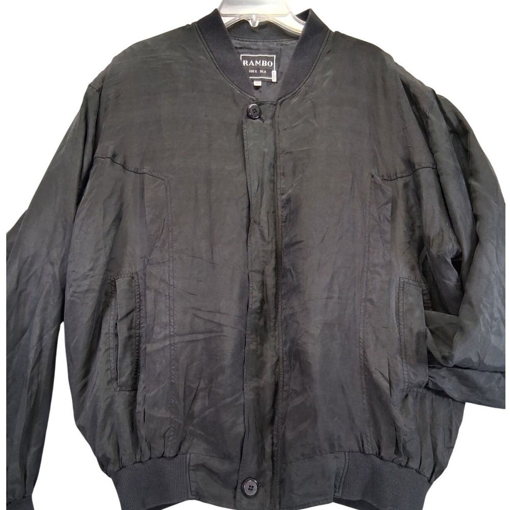 Rambo Women's VNTG Full Zip Jacket, Black,100% Silk,  Pockets, Size M‎